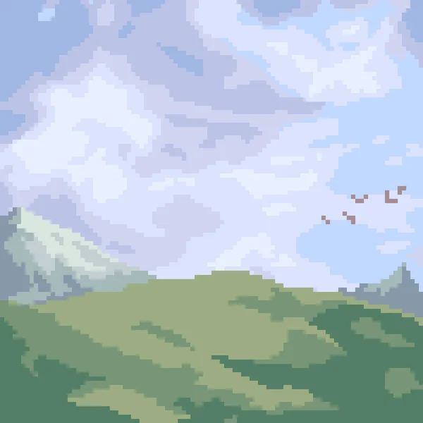 Pixel Art Montagne Vue Nature — Image vectorielle