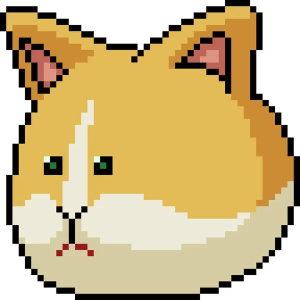 Vector Pixel Arte Gato Cara Dibujos Animados Aislados — Vector de stock