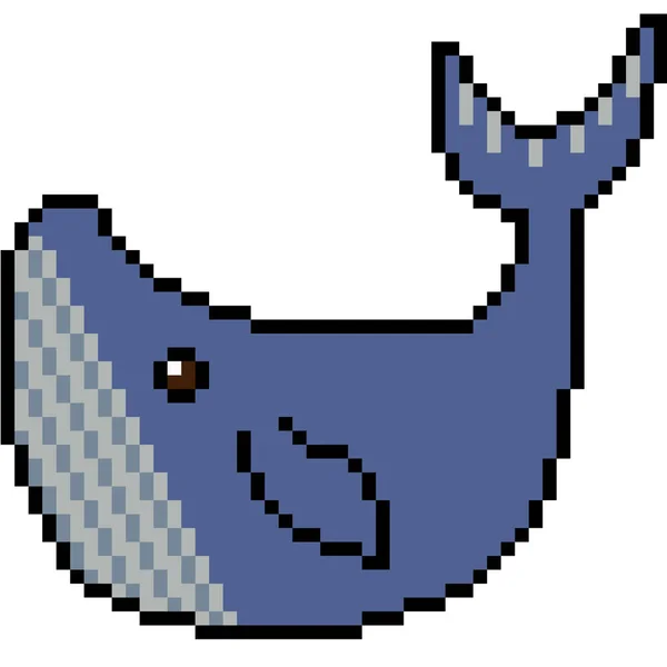 Vector Pixel Art Whale Isolated — Stock Vector