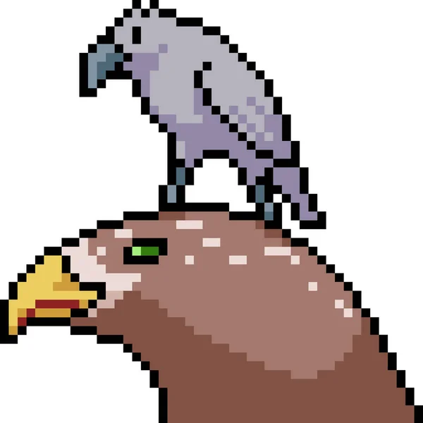 Vecteur Pixel Art Oiseau Ami Isolé Dessin Animé — Image vectorielle