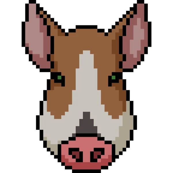 Vector Pixel Arte Cerdo Mascota Cabeza Dibujos Animados Aislados — Archivo Imágenes Vectoriales