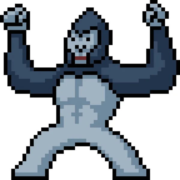 Vettore Pixel Art Gorilla Isolato Cartoo — Vettoriale Stock