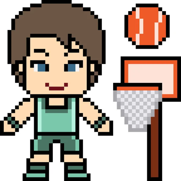 Vector Pixel Arte Baloncesto Hombre Aislado — Archivo Imágenes Vectoriales