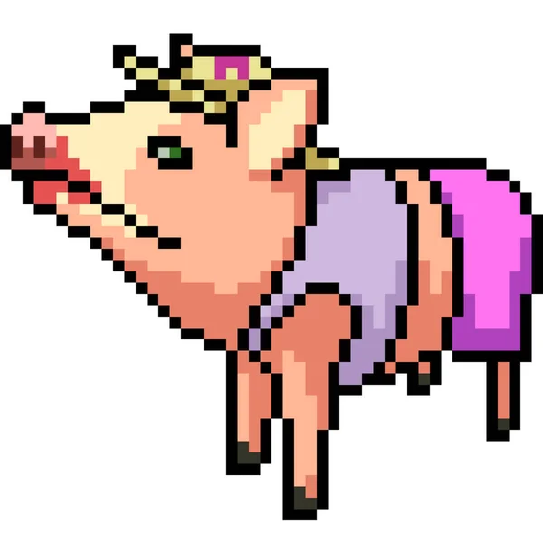 Vetor Pixel Arte Porco Fêmea Isolado Desenho Animado — Vetor de Stock