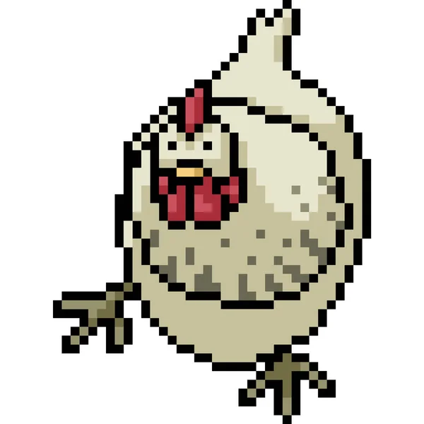 Vecteur Pixel Art Poulet Isolé Dessin Animé — Image vectorielle