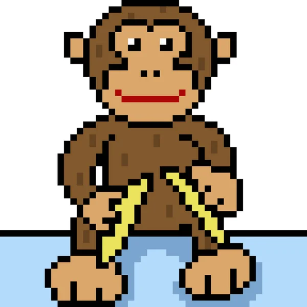 Vector Pixel Art Monkey Doll Isolated — Stock Vector