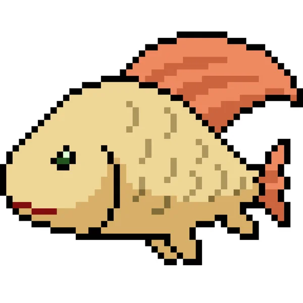矢量像素艺术宠物鱼孤立漫画 — 图库矢量图片