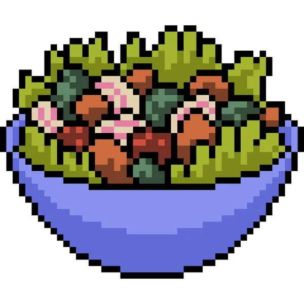 Salad Campuran Seni Vektor Pixel Kartun Terisolasi - Stok Vektor