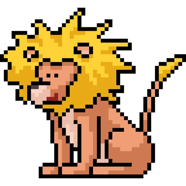 Vecteur Pixel Art Lion Isolé Dessin Animé — Image vectorielle