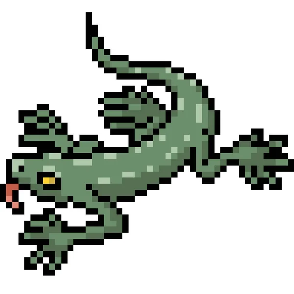 Vecteur Pixel Art Gecko Vert Isolé Cartoo — Image vectorielle