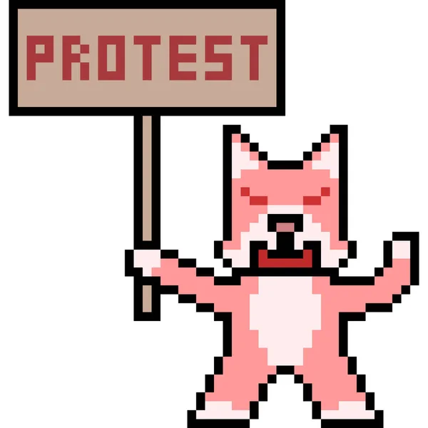 Vecteur Pixel Art Protestation Chat — Image vectorielle