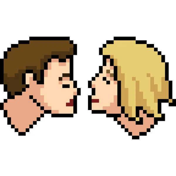 Vecteur Pixel Art Baiser Amour Isolé Dessin Animé — Image vectorielle