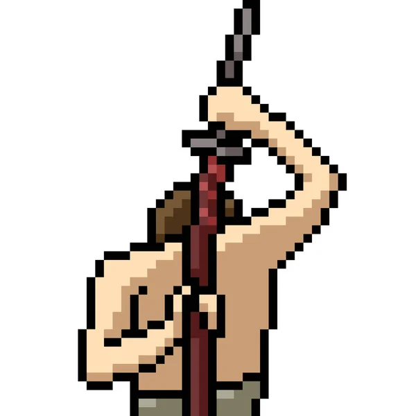 Vector Pixel Art Samurai Sword Isolated Cartoon — Stock Vector