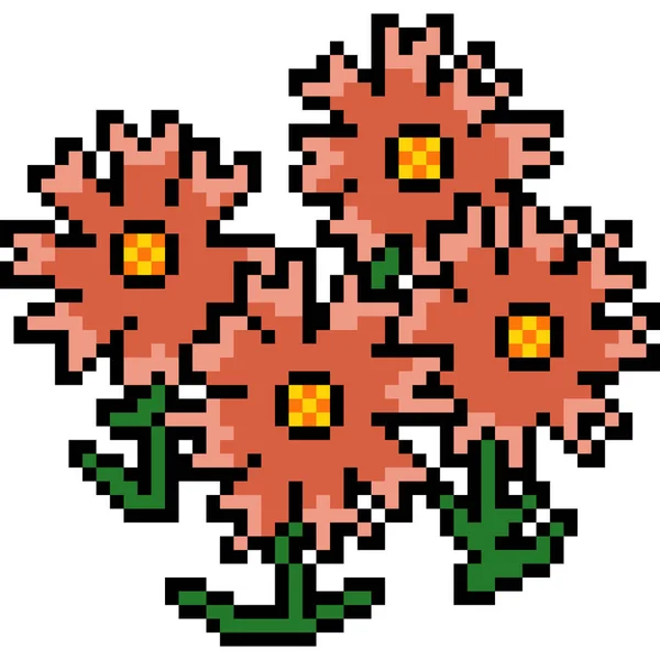 Vector Pixel Kunst Bloem Geïsoleerd — Stockvector