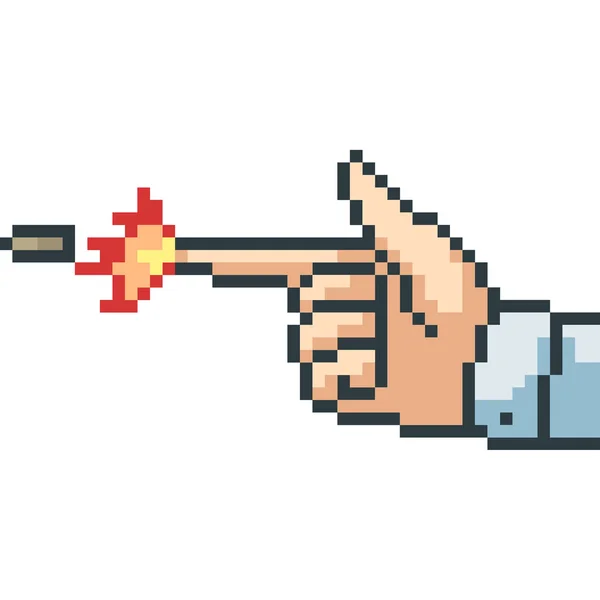 Vector Pixel Art Hand Gun Isolated Cartoon — Stock Vector
