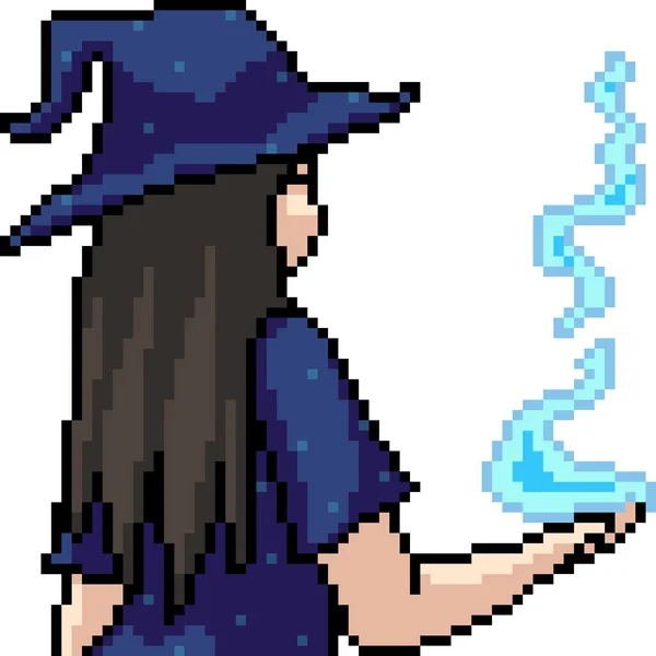 Vecteur Pixel Art Isolé Anime Sorcière — Image vectorielle