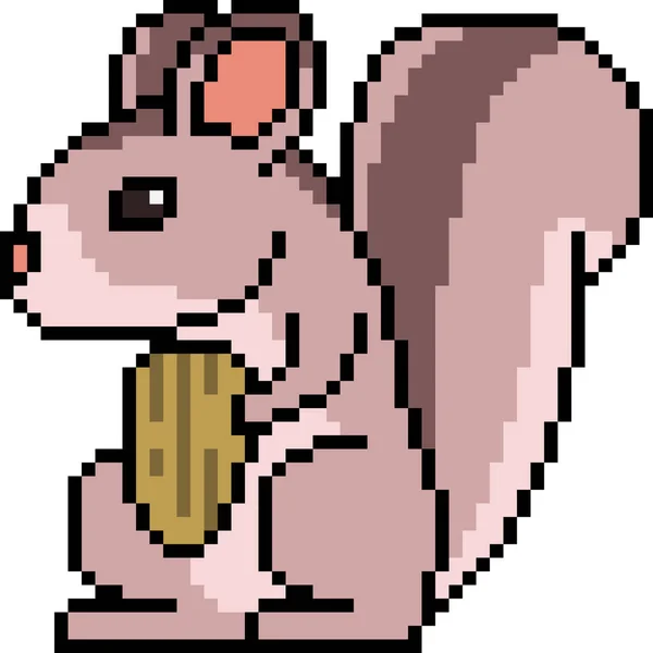 Vector Pixel Art Squirrel Nut — Stock Vector