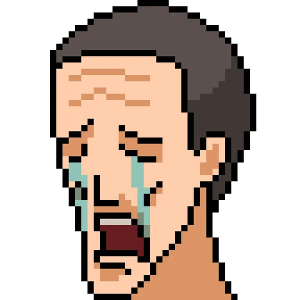 Vecteur Pixel Art Homme Cri Expression Isolé Dessin Animé — Image vectorielle