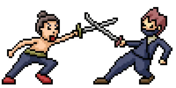 Pixel Arte Espada Lucha Duelo — Archivo Imágenes Vectoriales