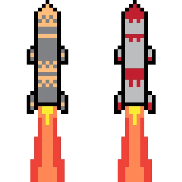 Vektor Pixel Art Rakete Isoliert — Stockvektor