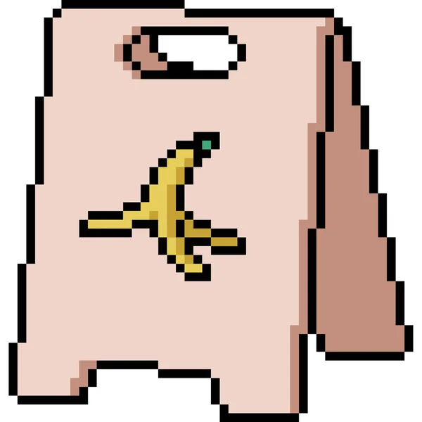 Wektor Pixel Sztuka Banan Znak Izolowany Kreskówka — Wektor stockowy