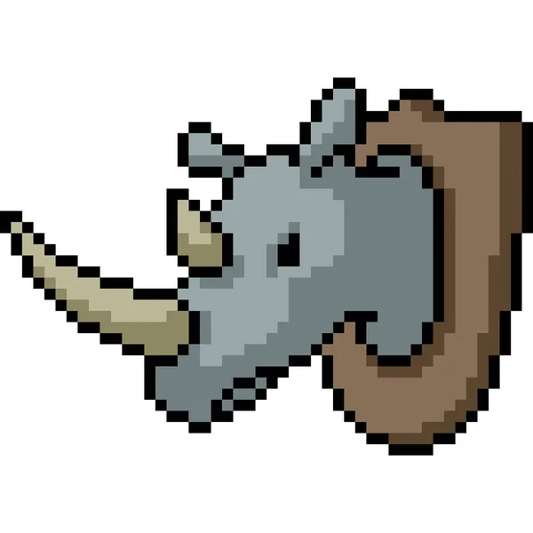 Vektor Pixel Umění Nosorožec Izolované Kreslené — Stockový vektor
