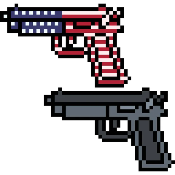 Wektor Pixel Art Pistolet Kontroli Izolowane Kreskówki — Wektor stockowy