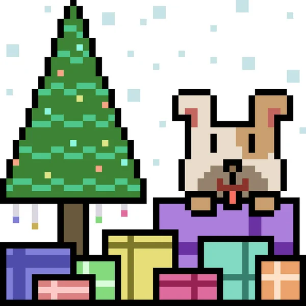 Vecteur Pixel Art Noël Fête Isolé — Image vectorielle