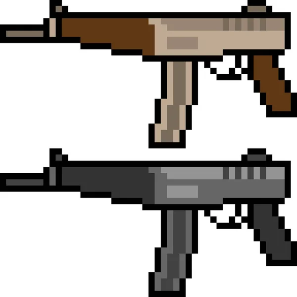 Wektor Pixel Sztuki Submachine Gun Izolowane — Wektor stockowy