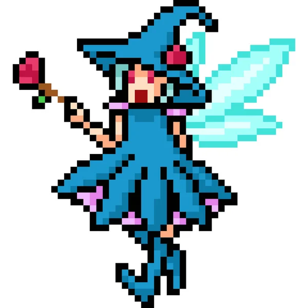 Vecteur Pixel Art Fée Fille Isolé Dessin Animé — Image vectorielle