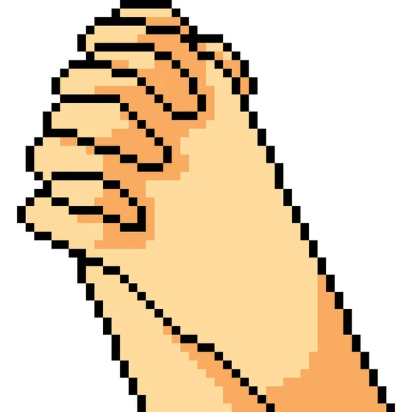 Vector Pixel Art Hand Gesture Pray Isolated — Stock Vector