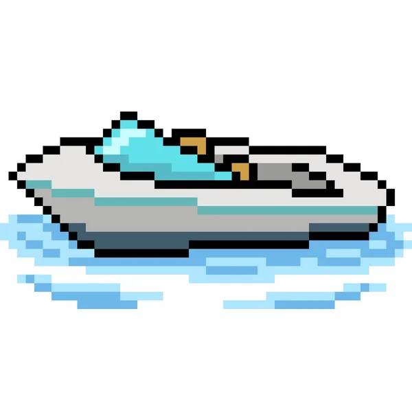 ベクトルピクセルアートビーチボート孤立した漫画 — ストックベクタ