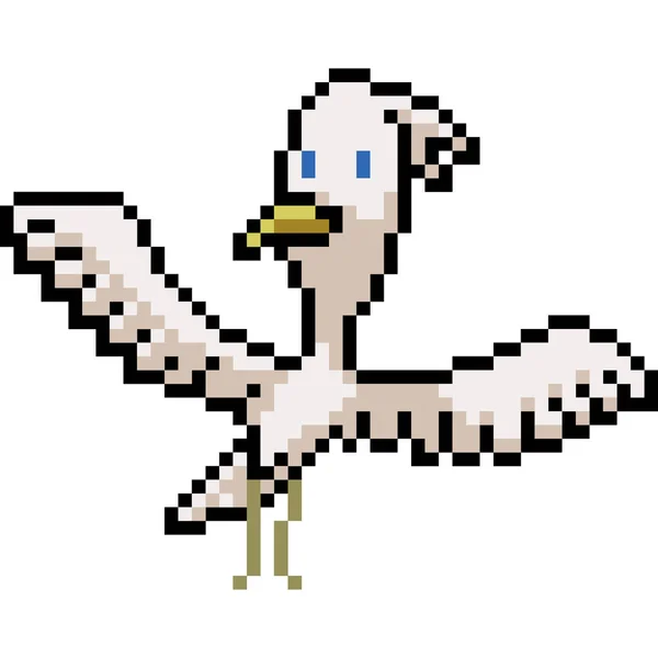 Vecteur Pixel Art Aigrette Isolé Dessin Animé — Image vectorielle