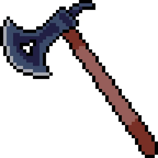 Vektor Pixel Art Axe Izolované Kreslené — Stockový vektor