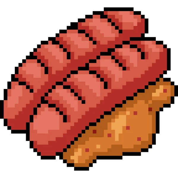 Vettore Pixel Art Salsiccia Set Isolato Cartone Animato — Vettoriale Stock