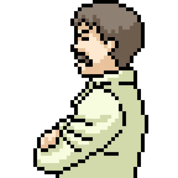 Vetor Pixel Arte Homem Irritado Isolado Desenhos Animados — Vetor de Stock