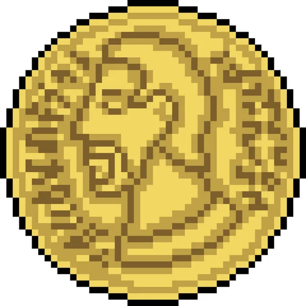 Vector Pixel Arte Moneda Oro Dibujos Animados Aislados — Archivo Imágenes Vectoriales