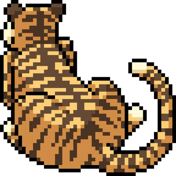 Vektor Pixel Art Tiger Back Isolated Cartoon - Stok Vektor