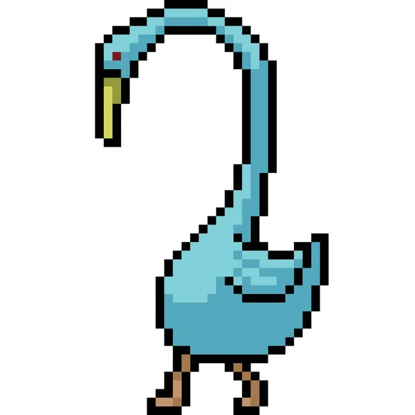 Vector Pixel Art Bird Walk Isolated Cartoon — Stock Vector