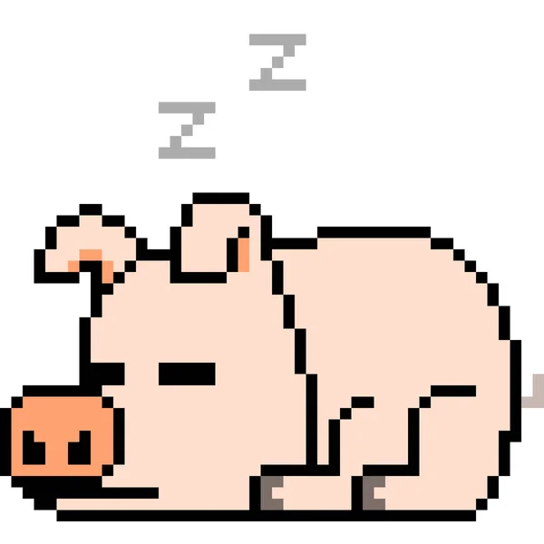 Vecteur Pixel Art Porc Isolé — Image vectorielle