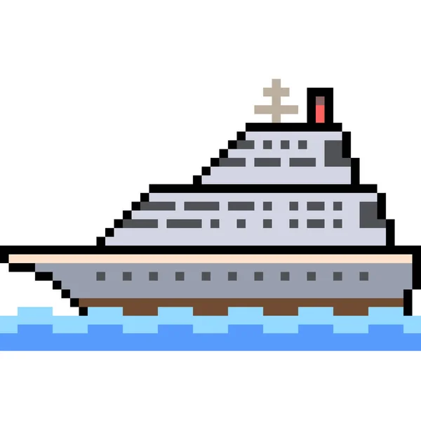 Nave Vettoriale Pixel Art Isolata — Vettoriale Stock