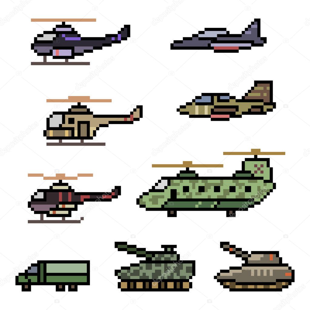 pixel art of military vehicle force