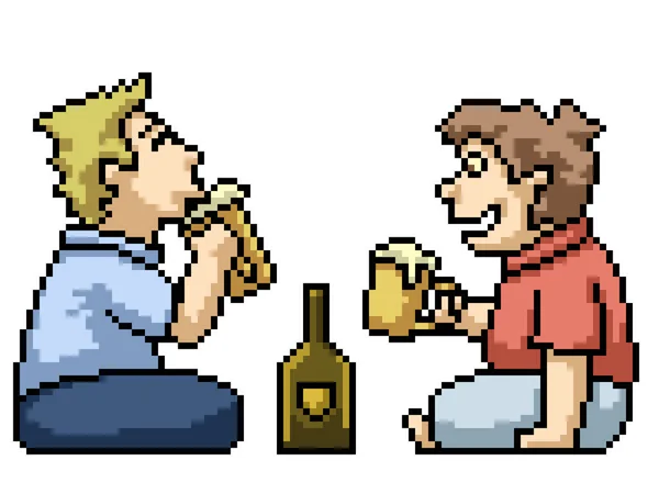 Pixel Kunst Van Het Drinken Vrijdagavond — Stockvector