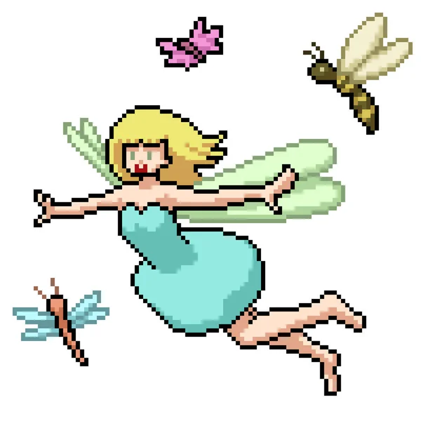 Pixelkunst Des Fliegenden Mädchens — Stockvektor