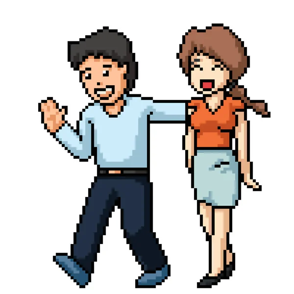 Pixel Art Jeune Couple Adulte — Image vectorielle