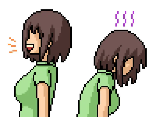 Pixelkunst Weiblicher Emotion Gegenüber — Stockvektor