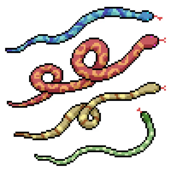 Pixel Art Colorful Snake Curl — ストックベクタ