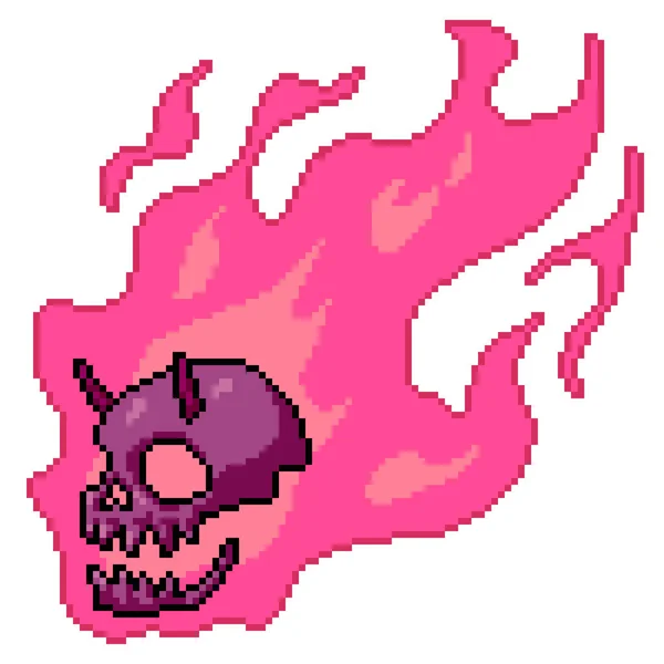 Pixel Art Fancy Skull Metero — Vetor de Stock