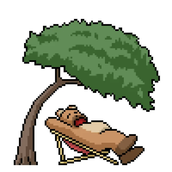 Pixel Art Lazy Bear Nap — ストックベクタ