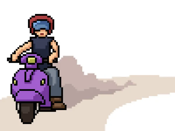 Scooter Sürücüsünün Piksel Sanatı — Stok Vektör
